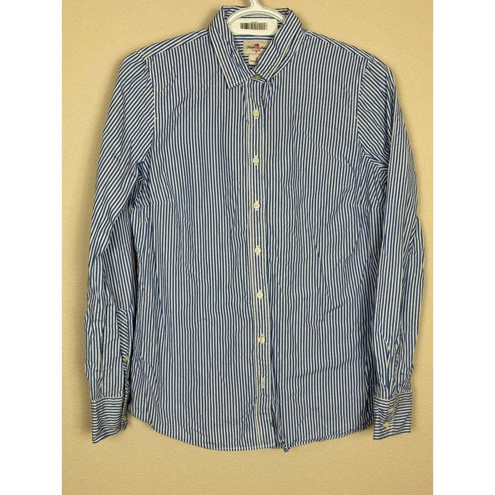 J.Crew Haberdashery Womens Blue White Striped Cotton Button‎ Down Shirt Size  S